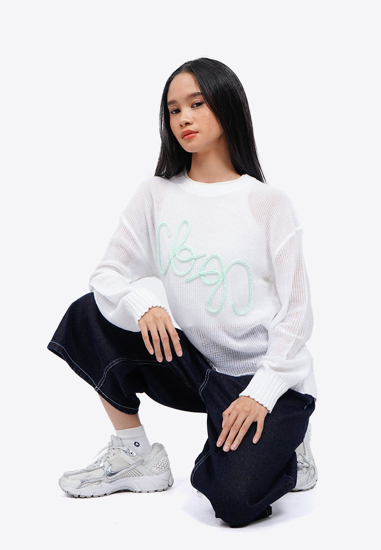 Braided Logo See Through Sweater