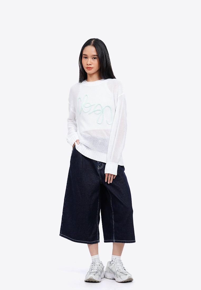 Braided Logo See Through Sweater