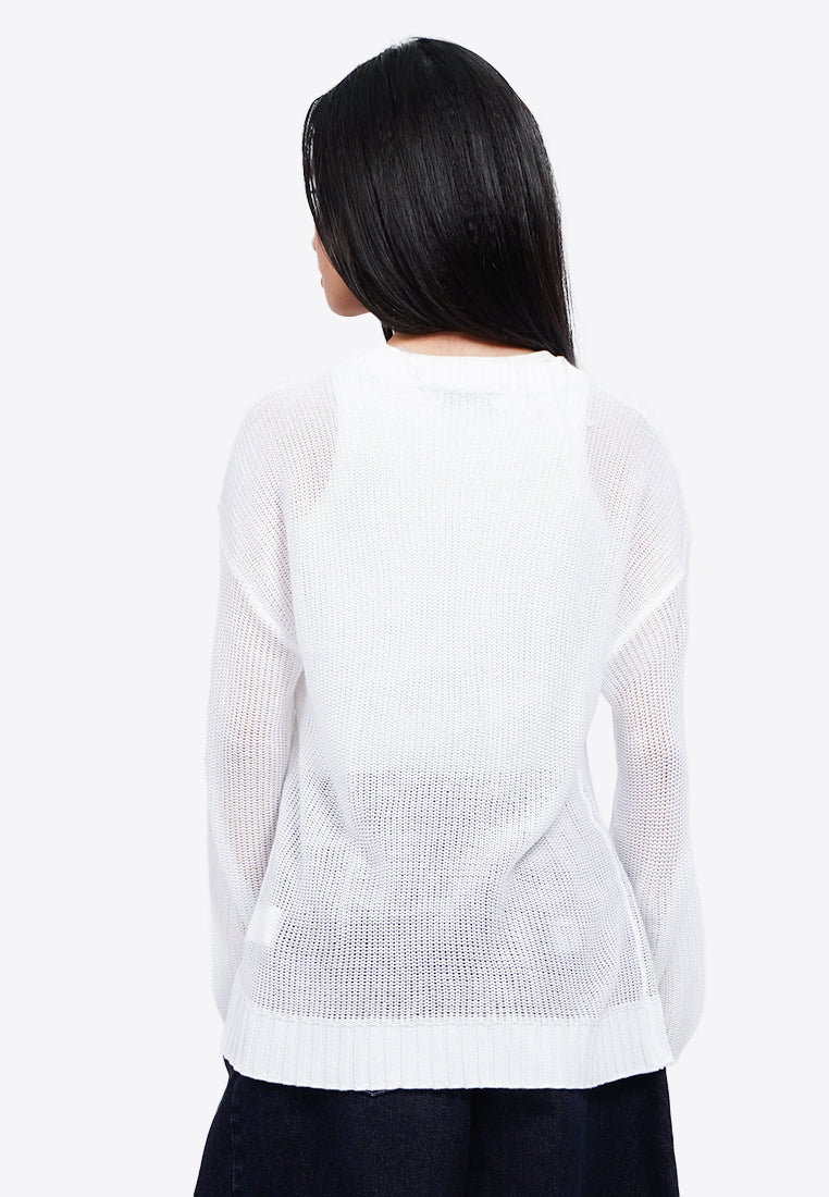 Braided Logo See Through Sweater