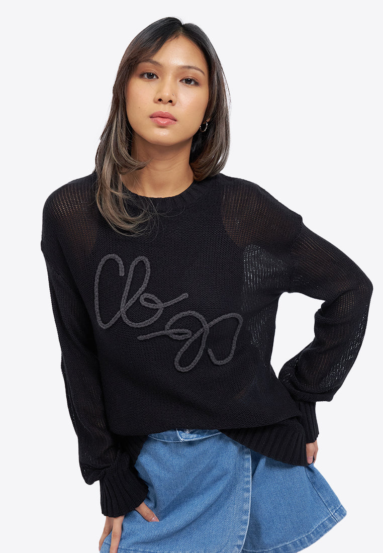 Braided Logo See Through Sweater