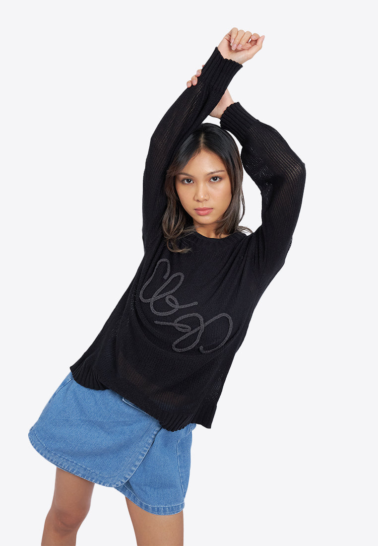 Braided Logo See Through Sweater