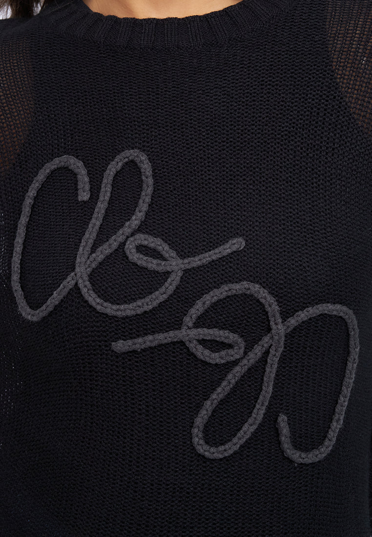 Braided Logo See Through Sweater