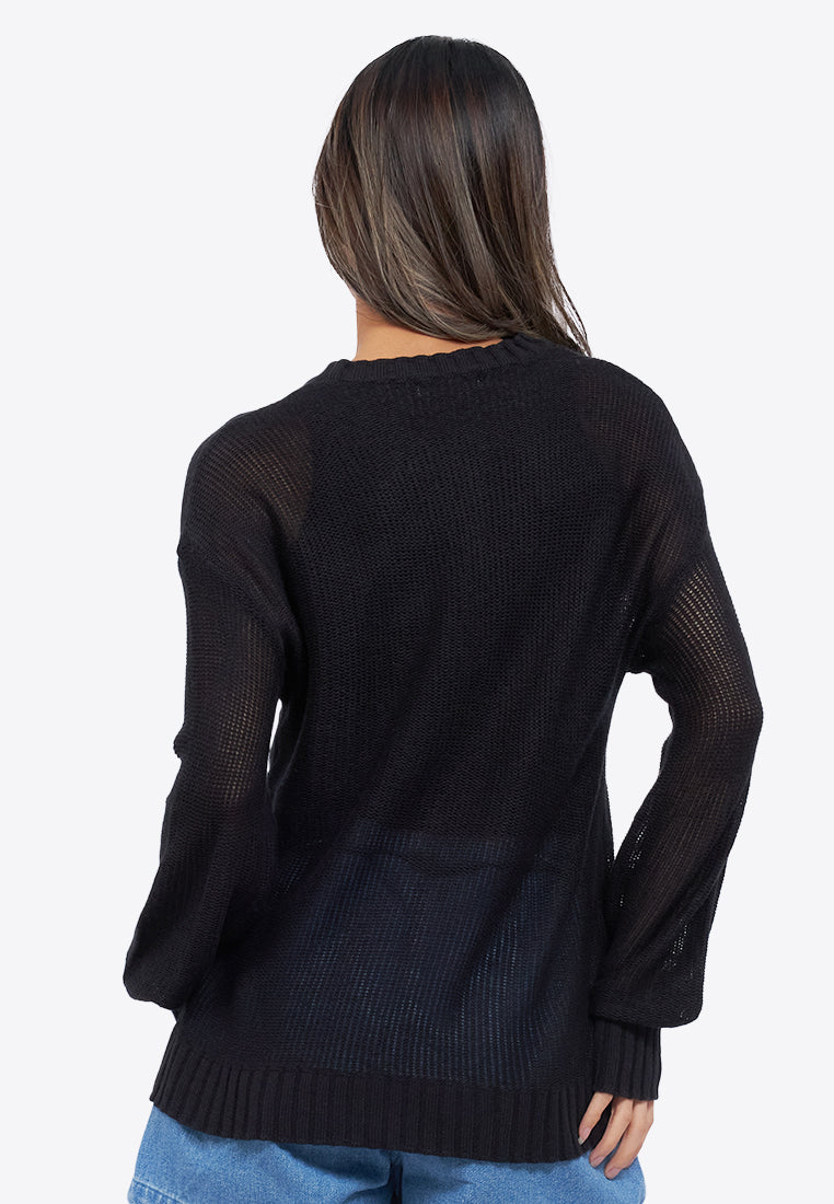 Braided Logo See Through Sweater