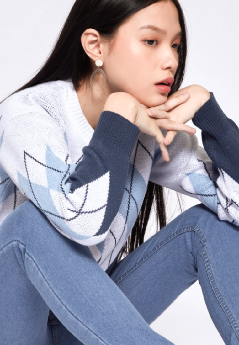 Argyle Long Sleeve Sweater