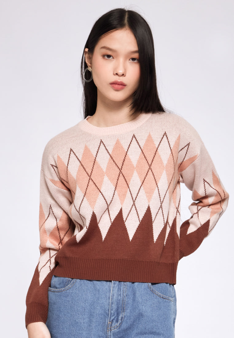 Argyle Long Sleeve Sweater