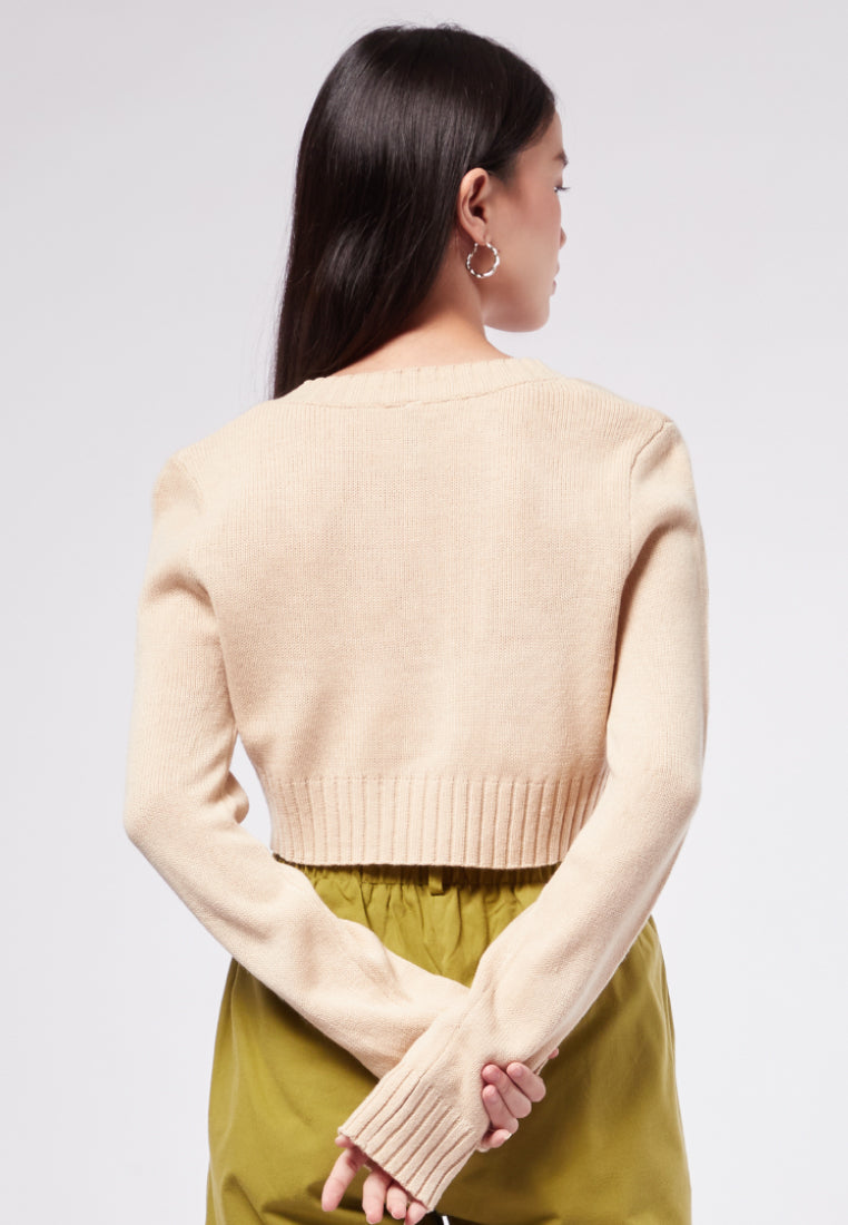 Cropped V-Neck Sweater