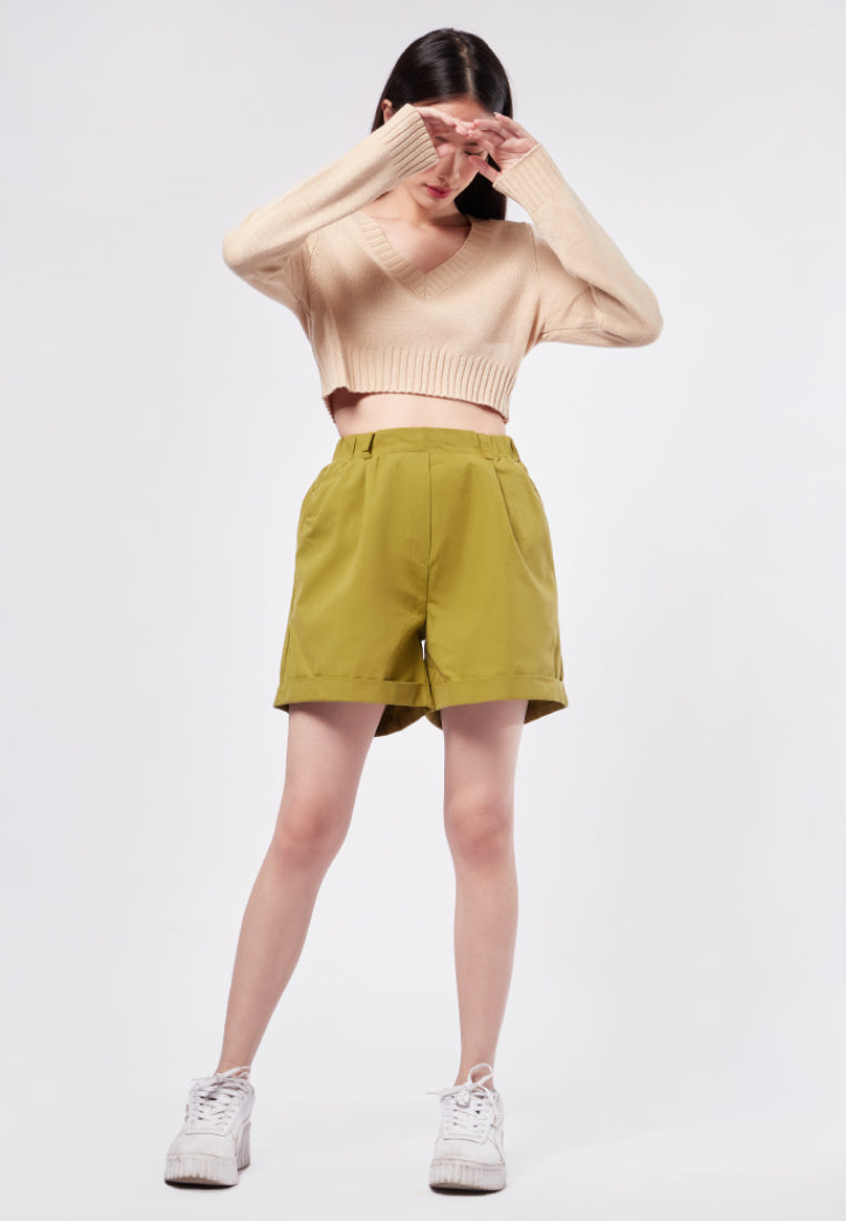 Cropped V-Neck Sweater