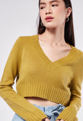 Cropped V-Neck Sweater