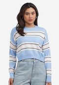 Stripes Long Sleeve Crop Sweater L.Blue