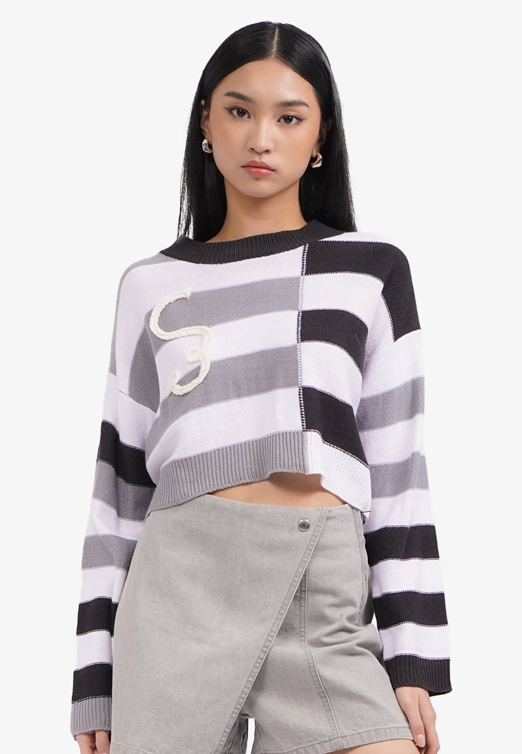 Striped Knit Crop Sweater