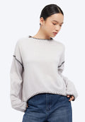Contrast Stitch Round Neck Sweater