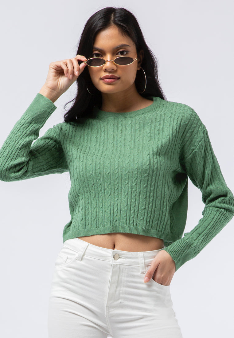 Cable Knit Long Sleeve Sweater