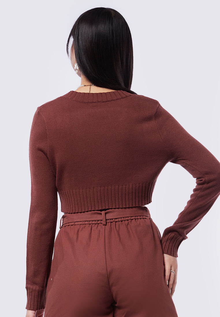 Cropped V-Neck Sweater