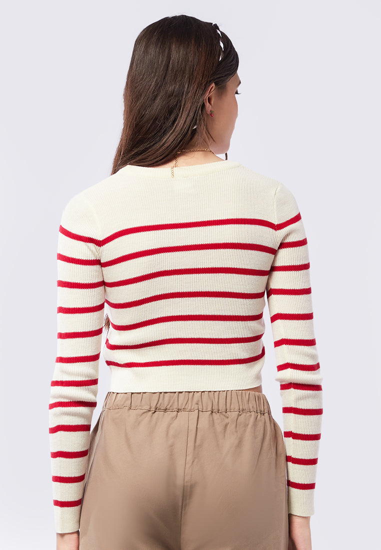 Long Sleeve Stripes Crop Sweater