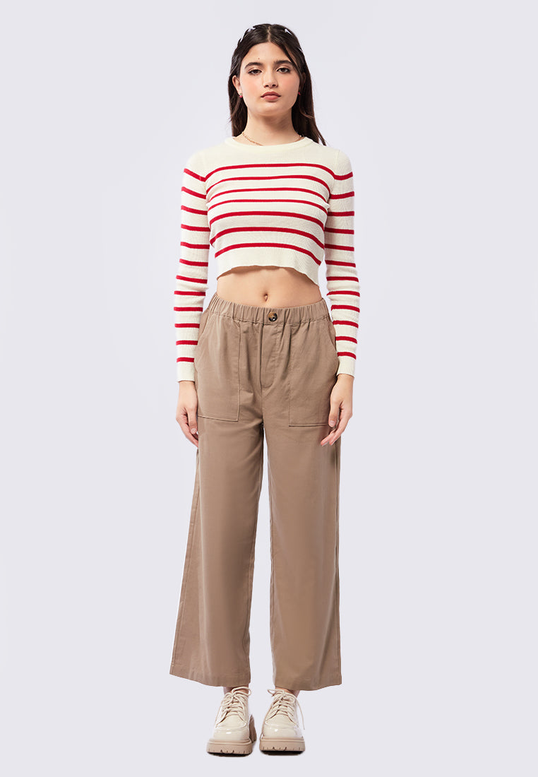 Long Sleeve Stripes Crop Sweater