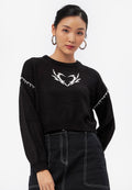 Long Sleeve Crop Sweater Black