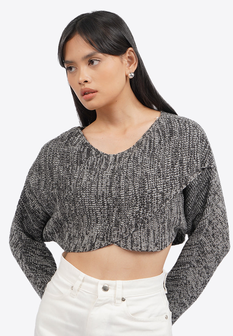 Overlap Long Sleeve Knit Top