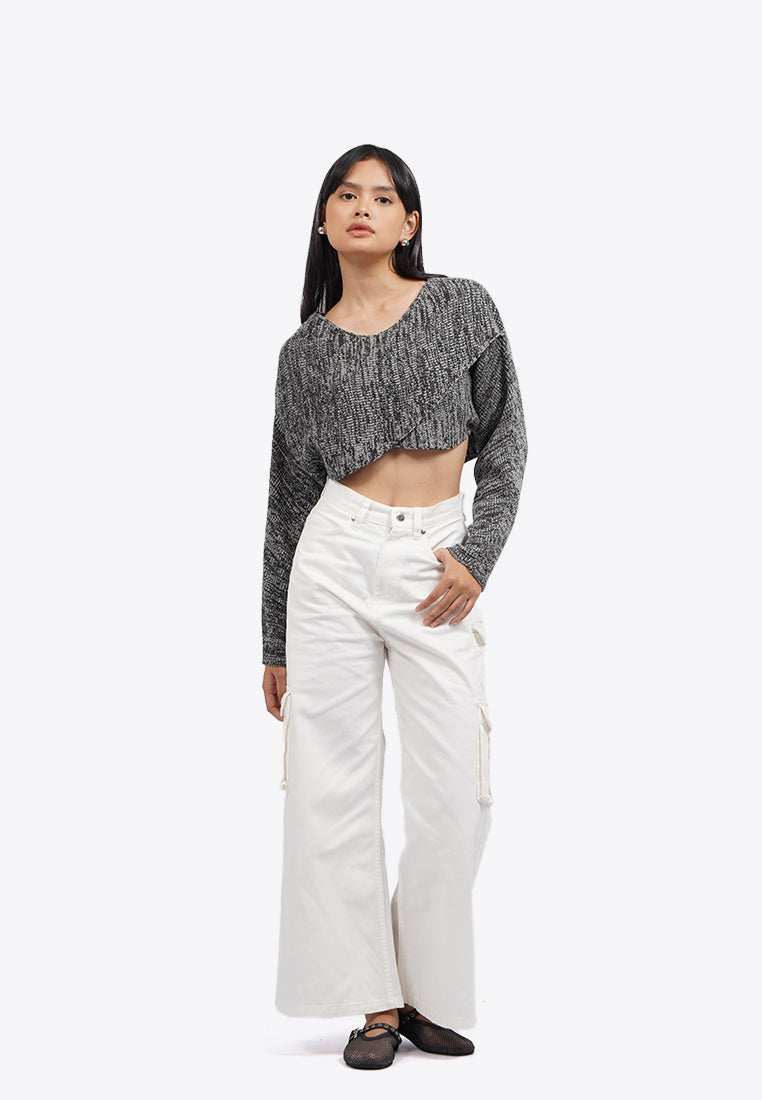 Overlap Long Sleeve Knit Top