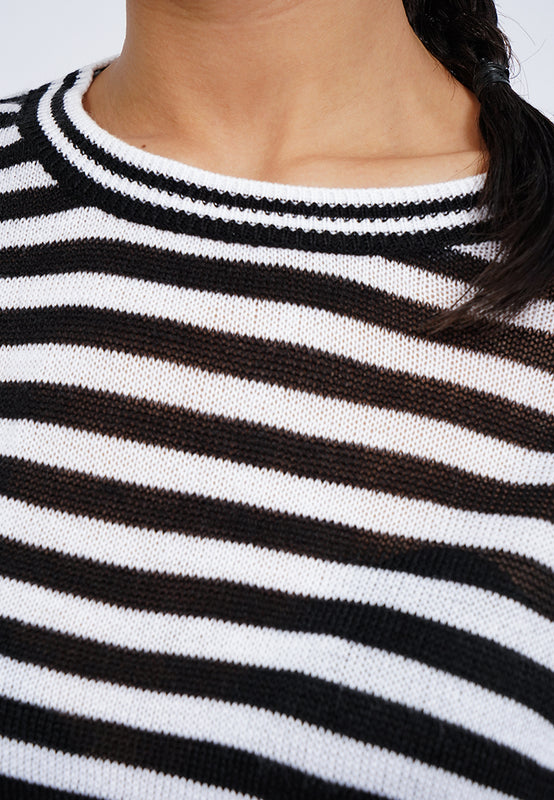 Striped Long Sleeve Sheer Sweater