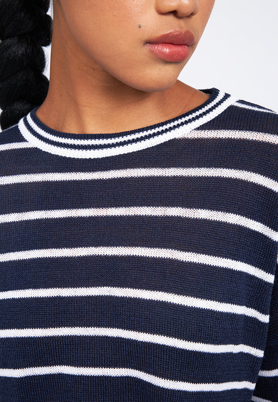 Striped Long Sleeve Sheer Sweater