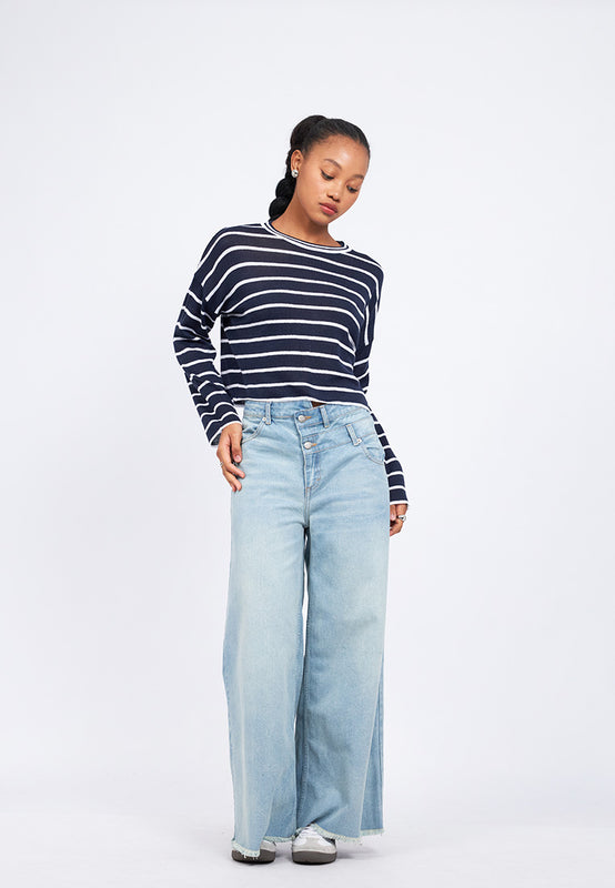 Striped Long Sleeve Sheer Sweater