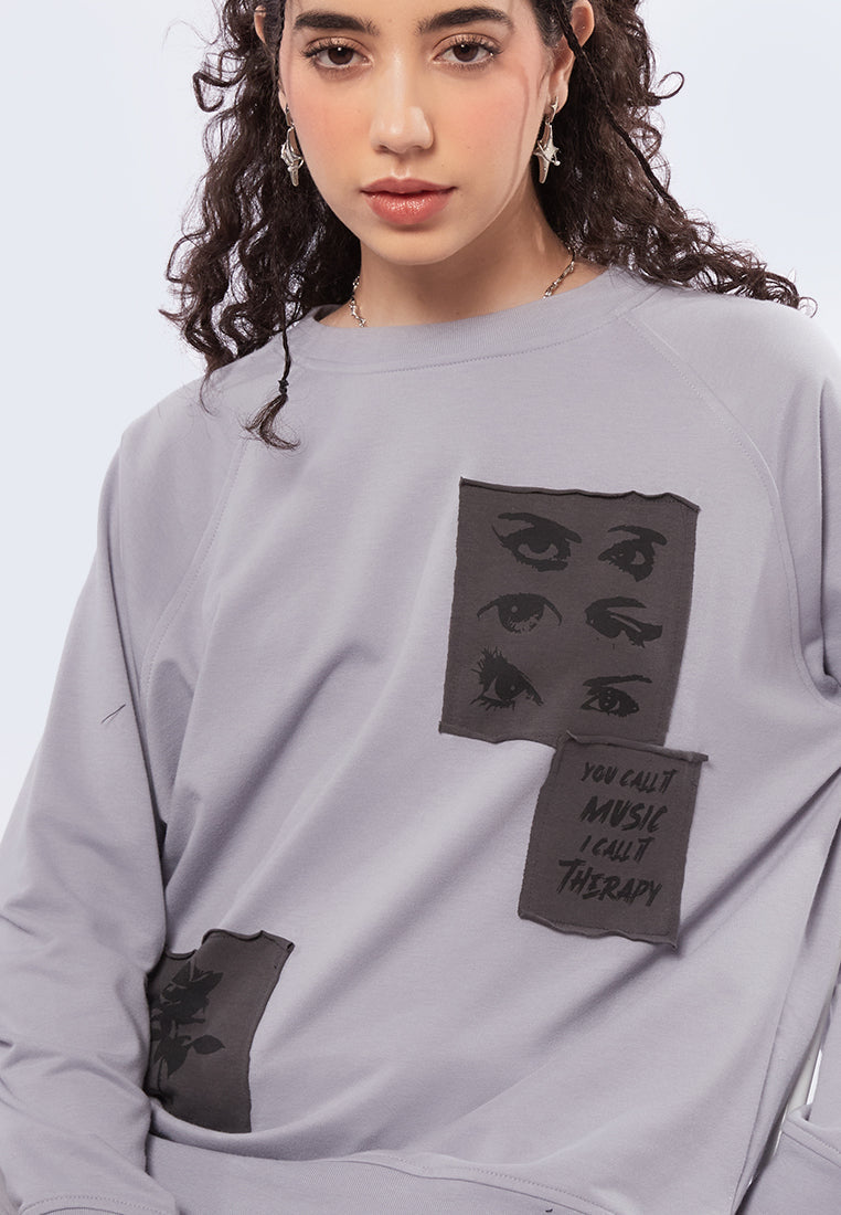 Oversized Sweatshirt with Patches