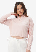 Zipped Up Long Sleeve Crop Sweatshirt L.Pink