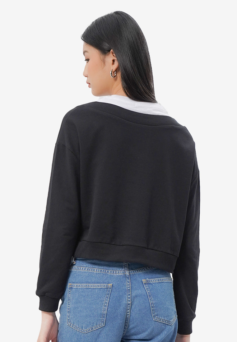 Double Collar Sweatshirt Black