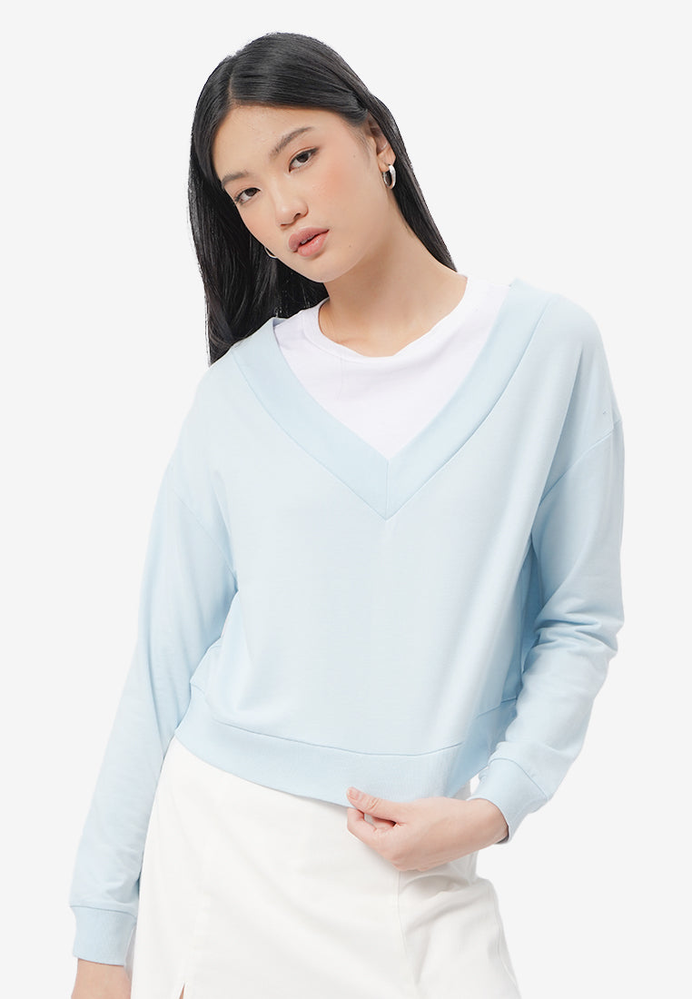 Double Collar Sweatshirt L.Blue