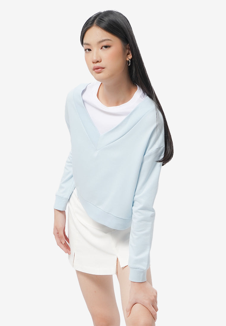 Double Collar Sweatshirt L.Blue