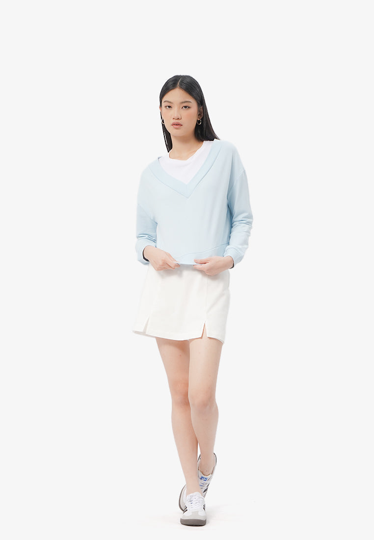Double Collar Sweatshirt L.Blue