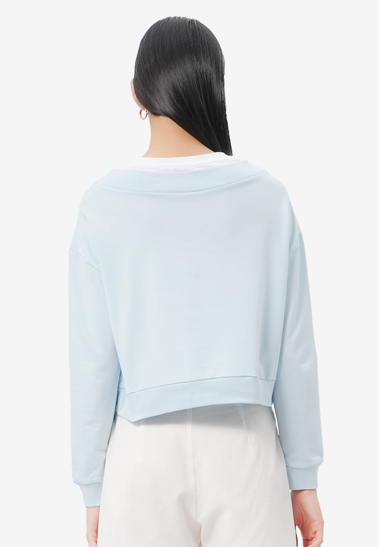 Double Collar Sweatshirt L.Blue