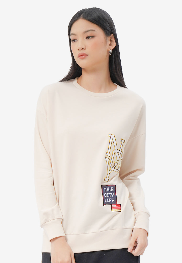 Oversized Graphic Sweatshirt Ecru