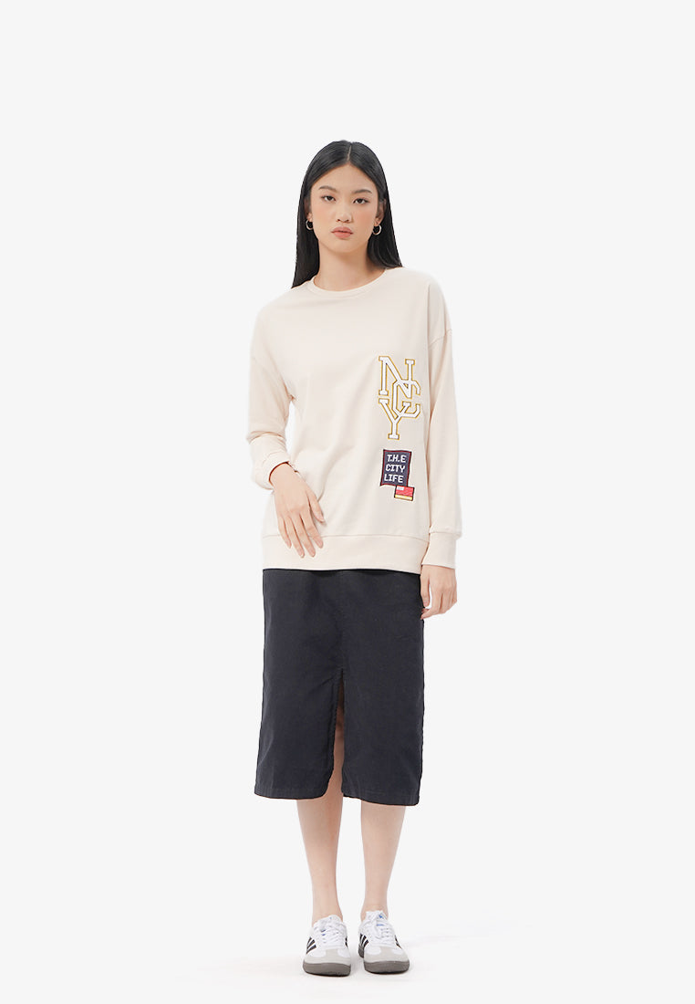 Oversized Graphic Sweatshirt Ecru