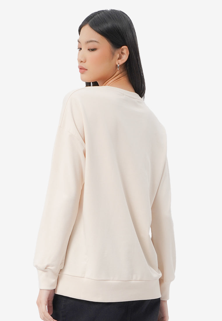 Oversized Graphic Sweatshirt Ecru