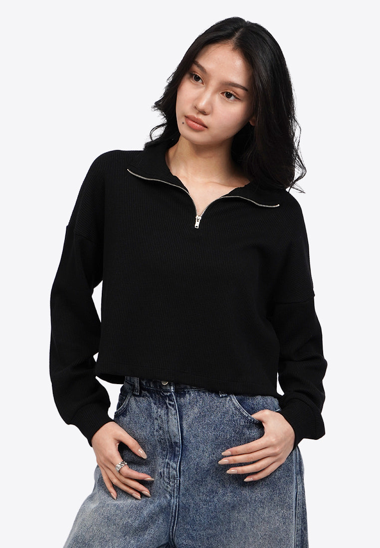 Half Zip Long Sleeve Top