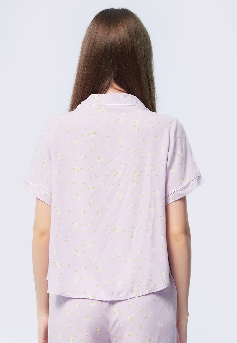 Short Sleeves Printed Pajama Top