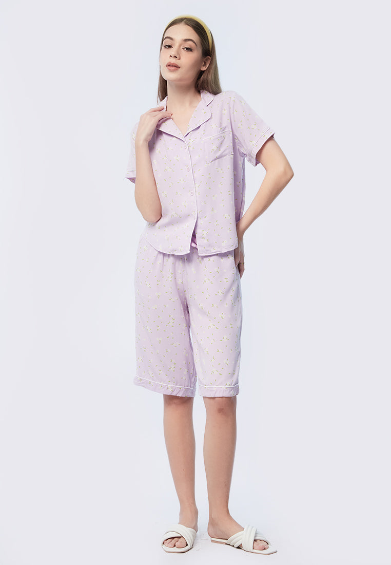 Short Sleeves Printed Pajama Top