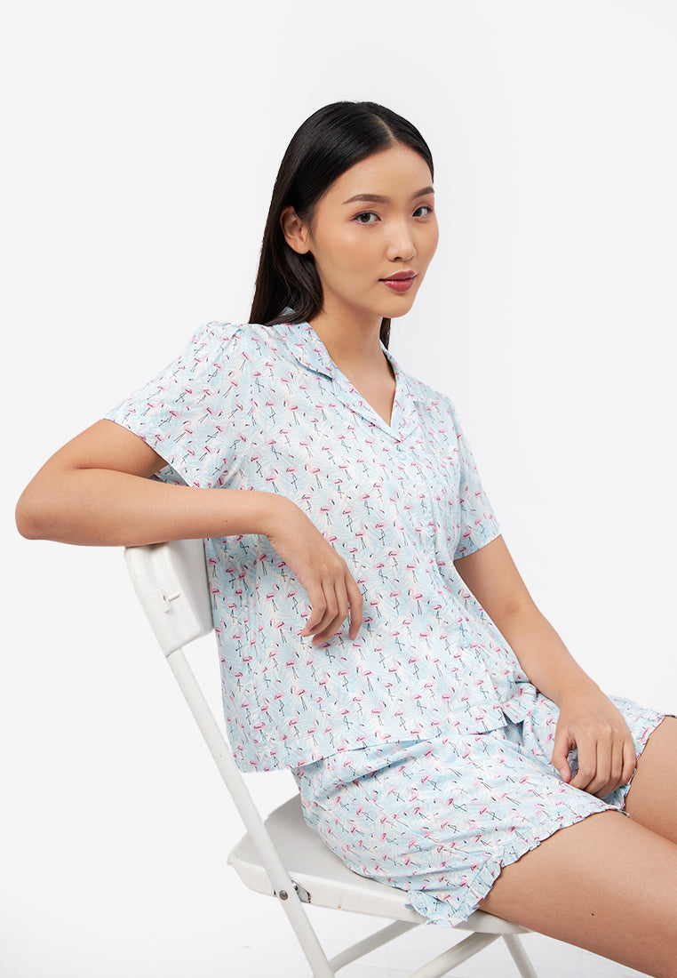 Short Sleeve Printed Pajamas Set