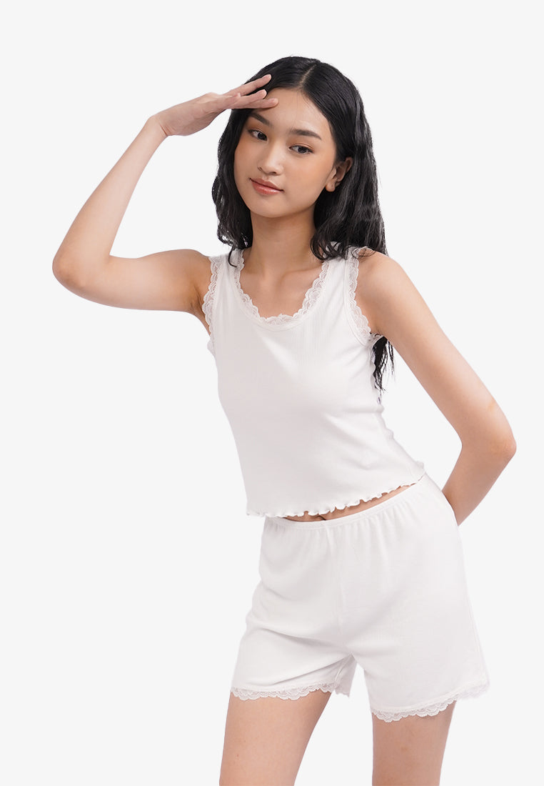 Short Pants Pajama Set White