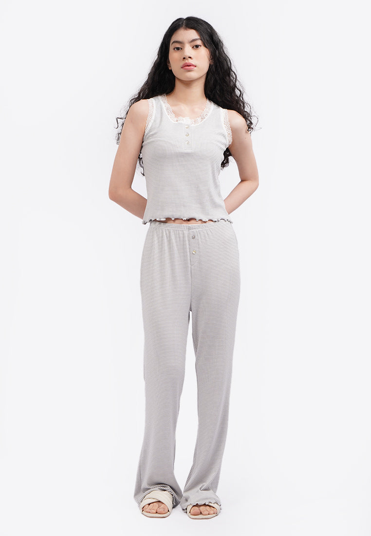 Sleeveless One Set Pajamas Grey