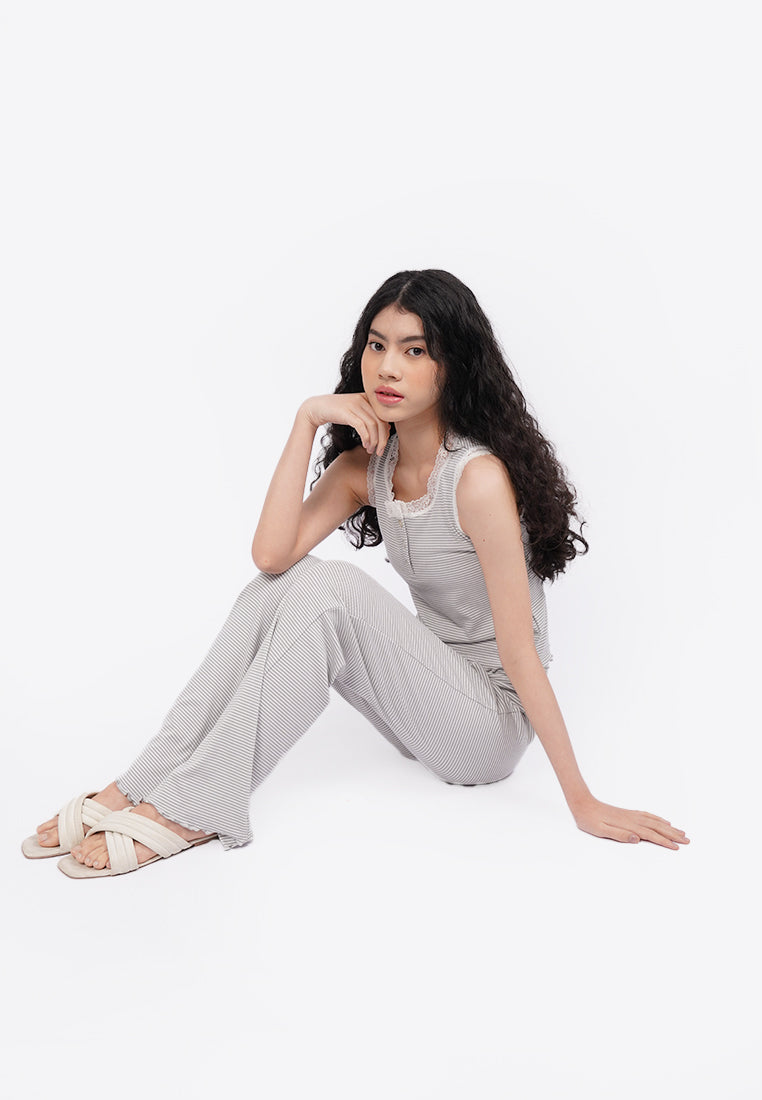 Sleeveless One Set Pajamas Grey