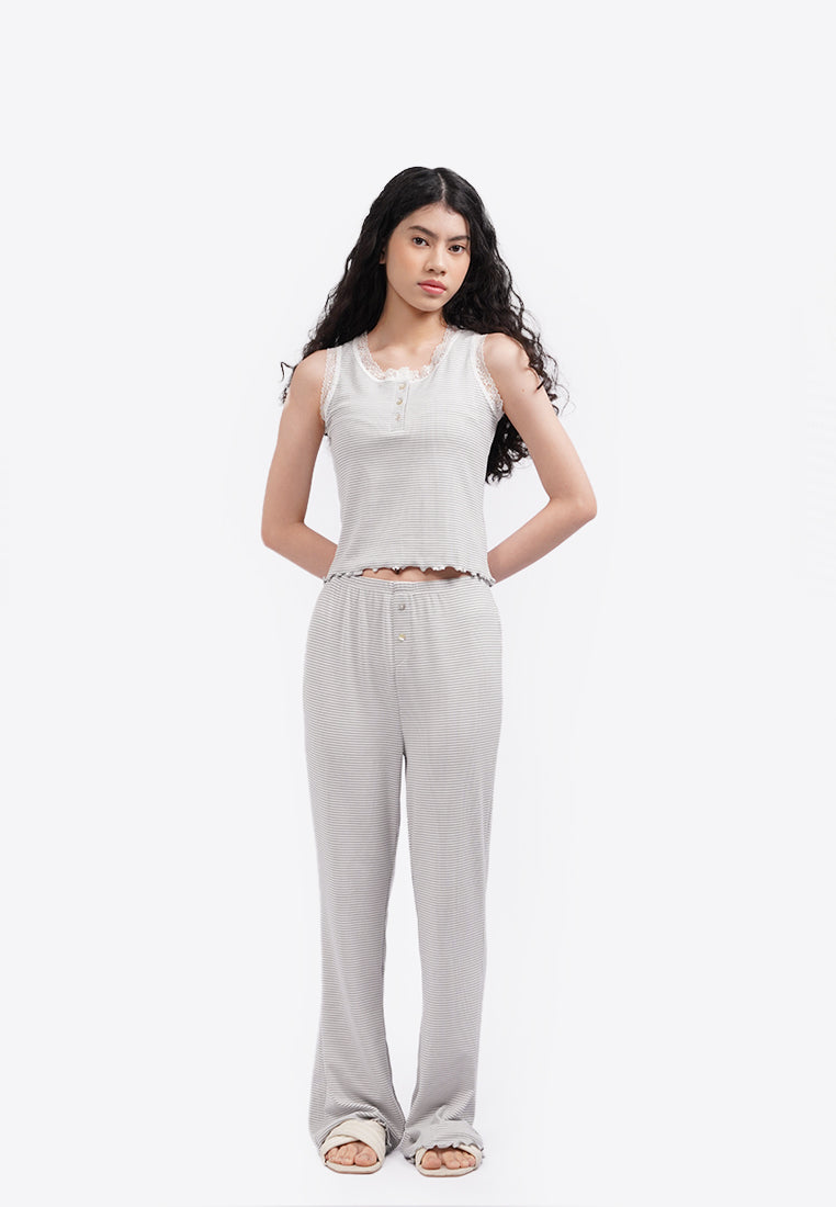 Sleeveless One Set Pajamas Grey