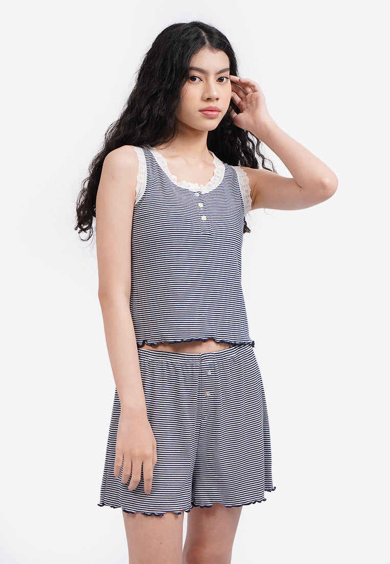 Sleeveless One Set Pajamas Navy