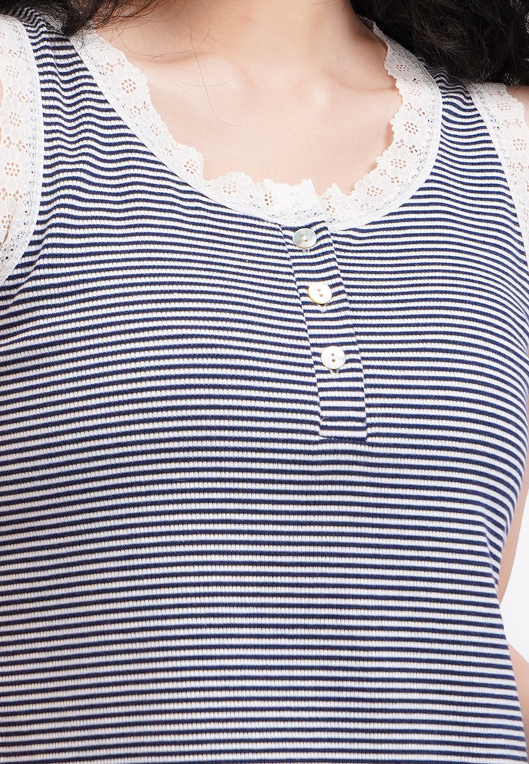 Sleeveless One Set Pajamas Navy