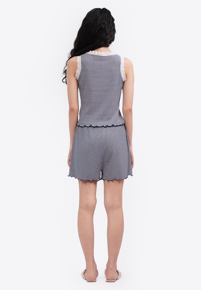 Sleeveless One Set Pajamas Navy