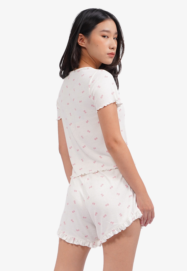 Hello Kitty One Set Short Sleeve Pajamas White