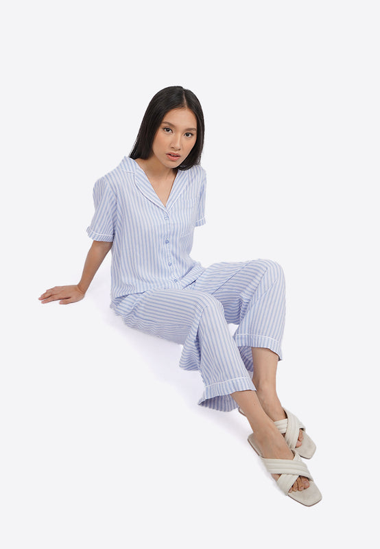 Short Sleeve Stripes Pajama Set