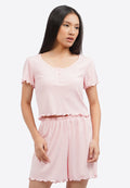Short Sleeve Ribbed Pajama Set