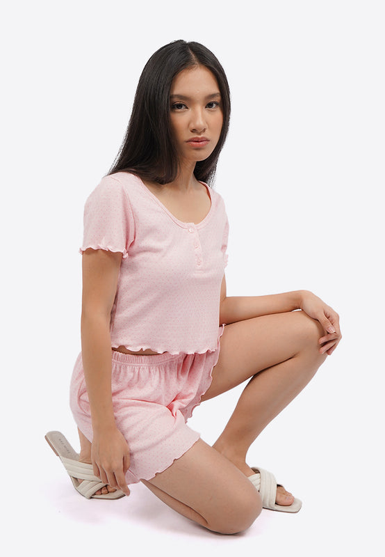 Short Sleeve Ribbed Pajama Set